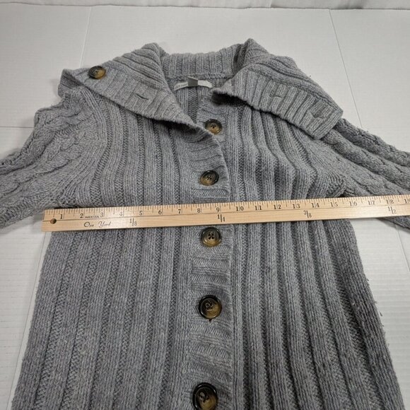 Old Navy Shawl Collar Cable Knit Lambs Wool Angora Rabbit Hair Gray Cardigan S - Picture 4 of 7